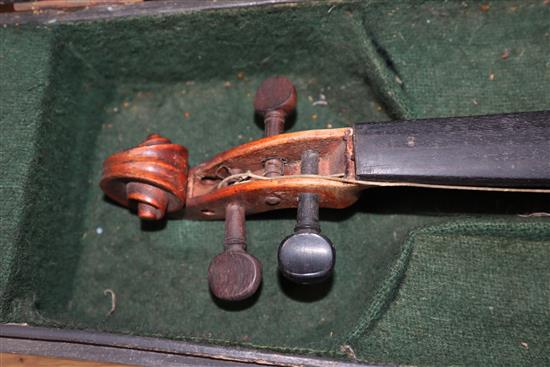 A cased double back violin, John Lamb 1917